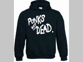 Punks not Dead mikina s kapucou stiahnutelnou šnúrkami a klokankovým vreckom vpredu 